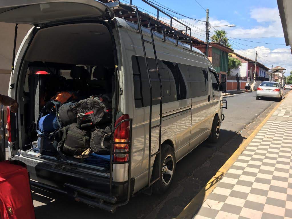 Shared shuttle pickup in León Nicaragua