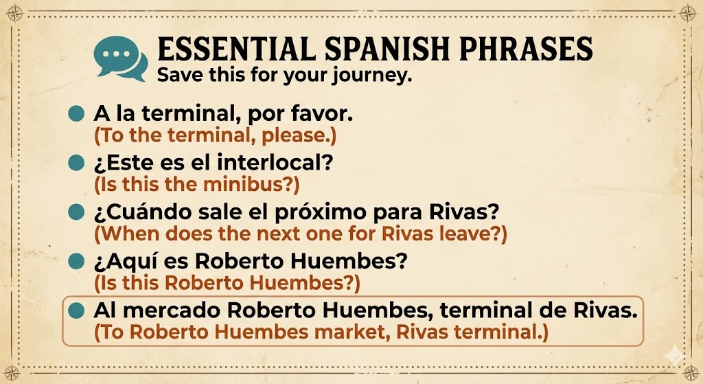 Spanish phrases for buses in Nicaragua